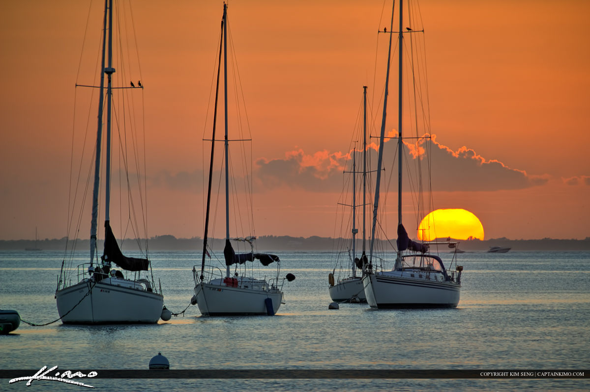 Sailboat Sunset at Biscayne Bay Crandon Park Marina Sailboat Sunset at Biscayne Bay Crandon Park Marina